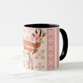Cute Pink Doe-patterned Christmas  Tasse (VorderseiteRechts)