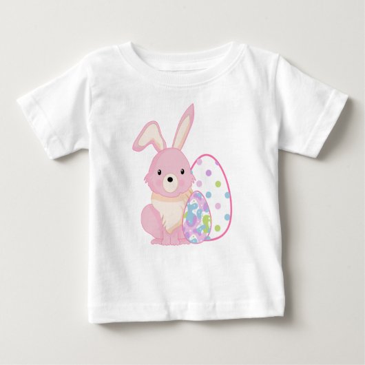 CUTE PINK EASTER BUNNY WITH EASTER EGGS BABY T-SHIRT (Vorderseite)