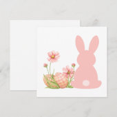 Cute Pink Easter Bunny with Spring Flowers  Dankeskarte (Vorne/Hinten)