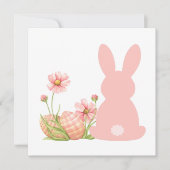 Cute Pink Easter Bunny with Spring Flowers  Dankeskarte (Vorderseite)