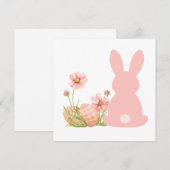 Cute Pink Easter Bunny with Spring Flowers  Einladung (Vorne/Hinten)