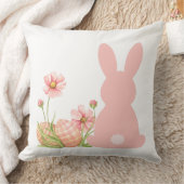 Cute Pink Easter Bunny with Spring Flowers  Kissen (Decke)