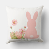 Cute Pink Easter Bunny with Spring Flowers  Kissen (Rückseite)