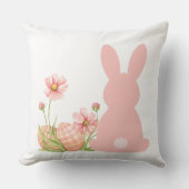 Cute Pink Easter Bunny with Spring Flowers  Kissen (Vorderseite)