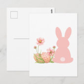 Cute Pink Easter Bunny with Spring Flowers  Postkarte (Vorne/Hinten)