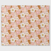 Cute Pink Eggs Bacon Donuts Seamless Geschenkpapier (Flach)
