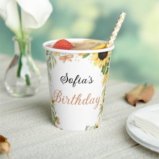 Cute Pink fairy Coquette primer cumpleaños Pappbecher (In Situ)