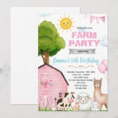 Cute pink farm barnyard invitation einladung (Vorne/Hinten)