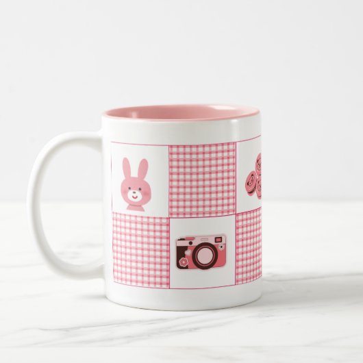 Cute Pink Feminine Coffee Cup Zweifarbige Tasse (Links)