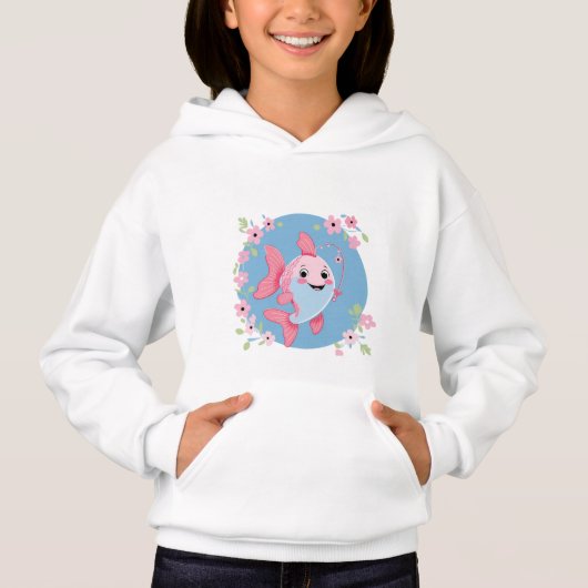 Cute Pink Fish – Kids’ Hoodie (Vorderseite)