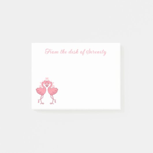 Cute Pink Flamingo Love Tropical Hawaiian Beach Post-it Klebezettel (Vorderseite)