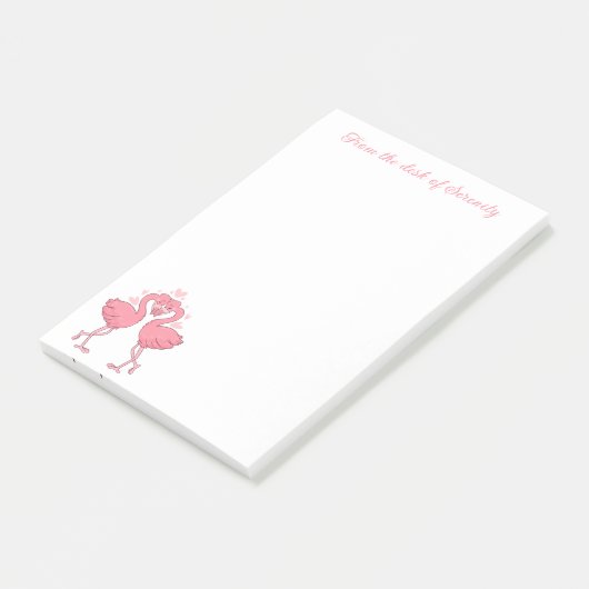 Cute Pink Flamingo Love Tropical Hawaiian Beach Post-it Klebezettel (angewinkelt)