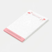Cute pink Flamingo White Damasks Background Post-it Klebezettel (angewinkelt)