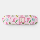 Cute Pink Flamingo with Tropical Leaves custom  Skateboard (Horizontal)