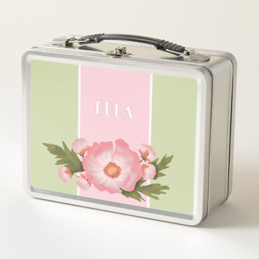 Cute pink floral Metal Lunchbox (Vorderseite)