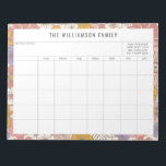 Cute Pink Floral Simple Family Planner Calendar Notizblock<br><div class="desc">Modern Cute Pink and Yellow Floral Border Personalized Family Planner and Calendar Notepad</div>