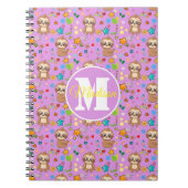 Cute Pink Floral Sloth Pattern Notizblock (Vorderseite)