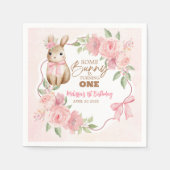Cute Pink Floral Some Bunny Turning One Birthday  Serviette (Vorderseite)