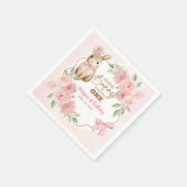 Cute Pink Floral Some Bunny Turning One Birthday  Serviette (Ecke)
