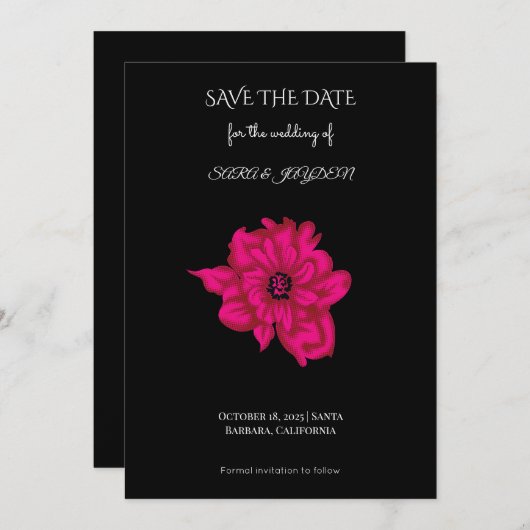 Cute Pink Flower Clipart – Pop Art Floral Design Save The Date (Vorne/Hinten)