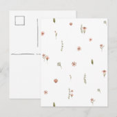 Cute Pink Flowers Spring Floral Card. Postkarte (Vorne/Hinten)