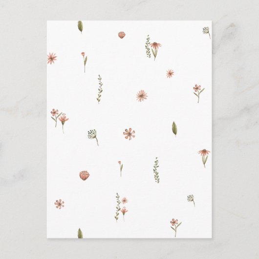 Cute Pink Flowers Spring Floral Card. Postkarte (Vorderseite)