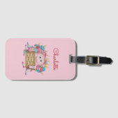 Cute Pink Fluffy Sock Monster Kids Design Gepäckanhänger (Vorderseite (Horizontal))