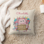 Cute Pink Fluffy Sock Monster Kids Design Kissen (Decke)