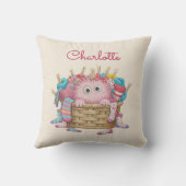 Cute Pink Fluffy Sock Monster Kids Design Kissen (Rückseite)