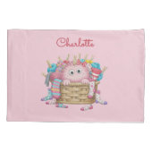 Cute Pink Fluffy Sock Monster Kids Design Kissenbezug (Rückseite)