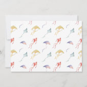 Cute Pink Flying Kite Sky Clouds Photo Birthday Einladung (Rückseite)