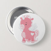 Cute Pink Flying Unicorn Pegacorn Button (Vorne & Hinten)