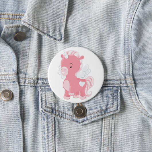 Cute Pink Flying Unicorn Pegacorn Button (Beispiel)
