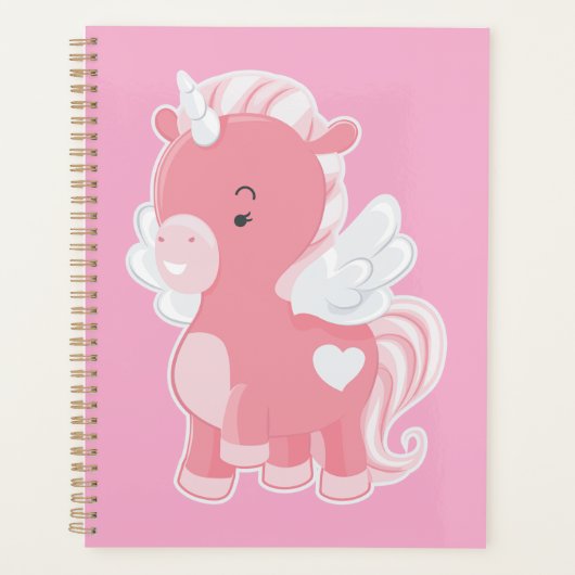 Cute Pink Flying Unicorn Pegacorn Planer (Vorderseite)