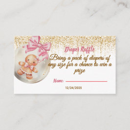 Cute Pink Gingerbread  Bauble  Diaper raffle Begleitkarte