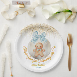 Cute Pink Gingerbread   boy Bauble Christmas  Pappteller