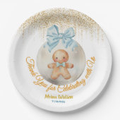 Cute Pink Gingerbread   boy Bauble Christmas  Pappteller (Vorderseite)