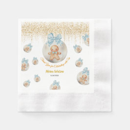  Cute Pink Gingerbread  boy in Christmas Bauble  Serviette