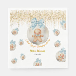  Cute Pink Gingerbread boy in Christmas Bauble  Serviette