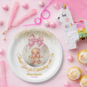 Cute Pink Gingerbread Girl Bauble Christmas Baby  Pappteller (Party)