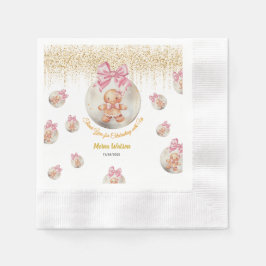  Cute Pink Gingerbread Girl in Christmas Bauble  Serviette
