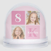 Cute Pink Girl Photo Collage Custom Christmas Gift Schneekugeln (Vorderseite)