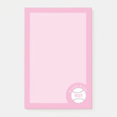 Cute Pink Girly Baseball Notes Post-it Klebezettel (Vorderseite)