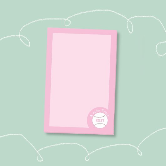 Cute Pink Girly Baseball Notes Post-it Klebezettel