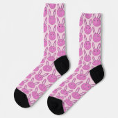 Cute Pink Girly Bunny Face Spring Easter Patterned Socken (Linkes Detail)