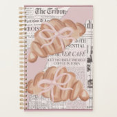 Cute ,pink ,girly planner with croissants . planer (Vorderseite)