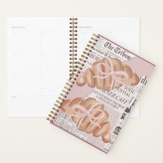 Cute ,pink ,girly planner with croissants . planer (Anzeige)
