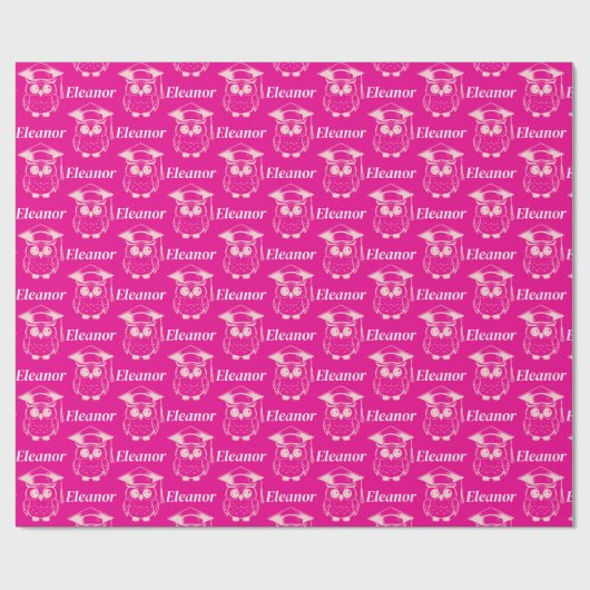 Cute Pink Grad Owl Pattern Geschenkpapier (Flach)