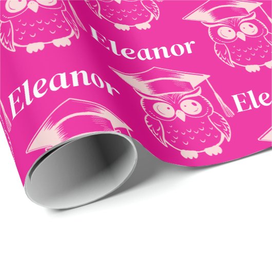 Cute Pink Grad Owl Pattern Geschenkpapier (Rolleneckpunkt)