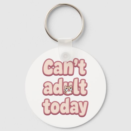 Cute Pink Graphic with Peeking Cat Schlüsselanhänger (Vorderseite)